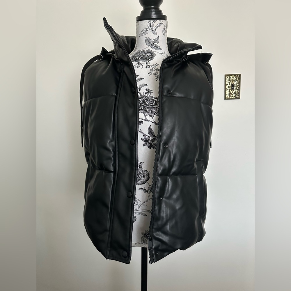 Azalea Wang Black Faux Leather Vest